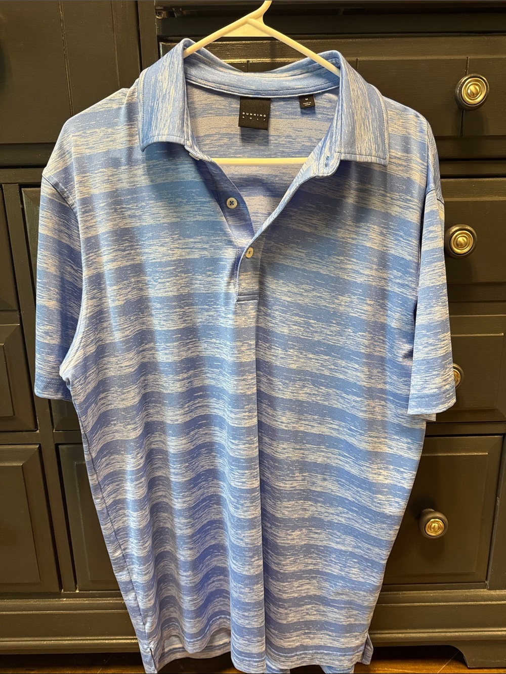 Men's Light Blue Horizontal Stripe Polo Shirt by Unknown Brand